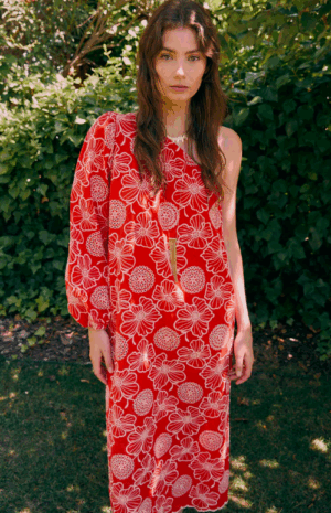 VESTIDO LEILA BORDADO ROJO