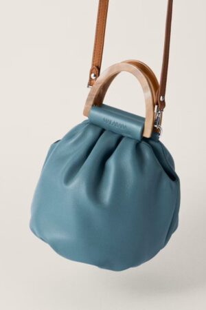 BOLSO BOLITA ASA CARAMELO AZUL